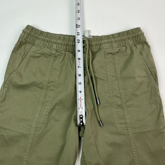 Garnet Hill Olive Green Salt Washed Chino Jogger Pants size S Pima Cotton - Picture 8 of 14